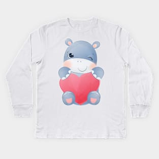 Love hippopotamus Kids Long Sleeve T-Shirt